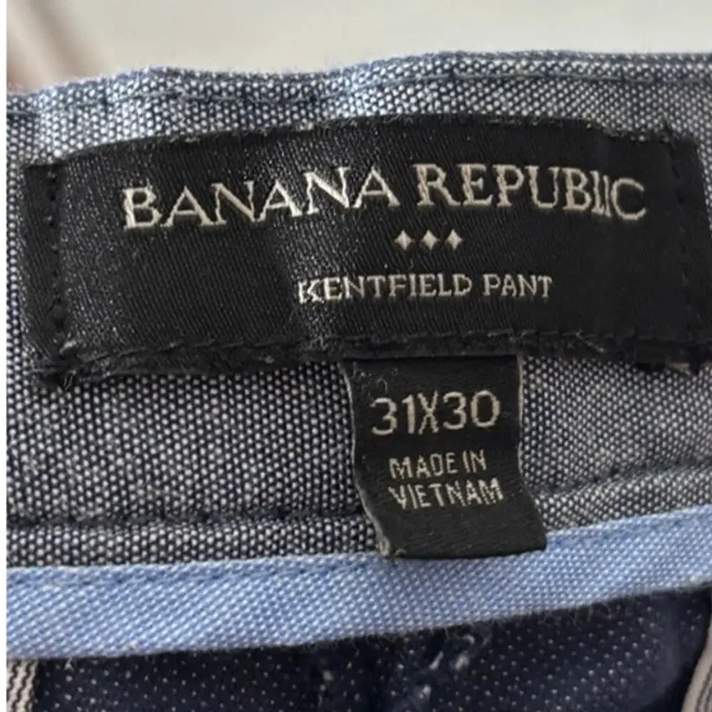 Banana Republic Men Size 31x30 Kentfield Pant Straight Fit Flat Front Chino Blue